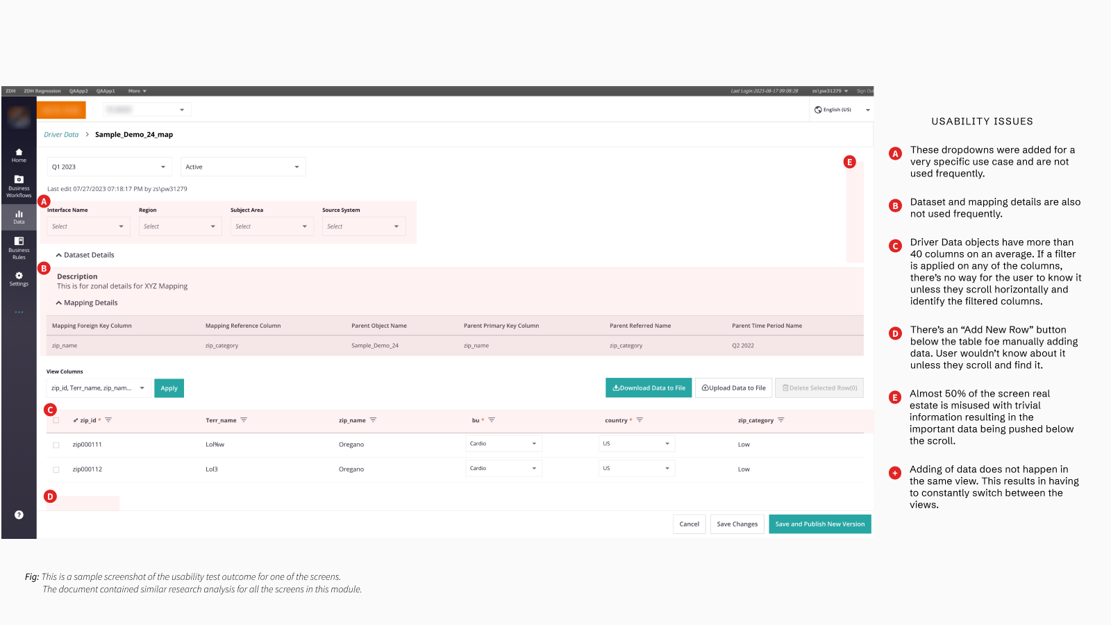 Existing UI Annotated Screen